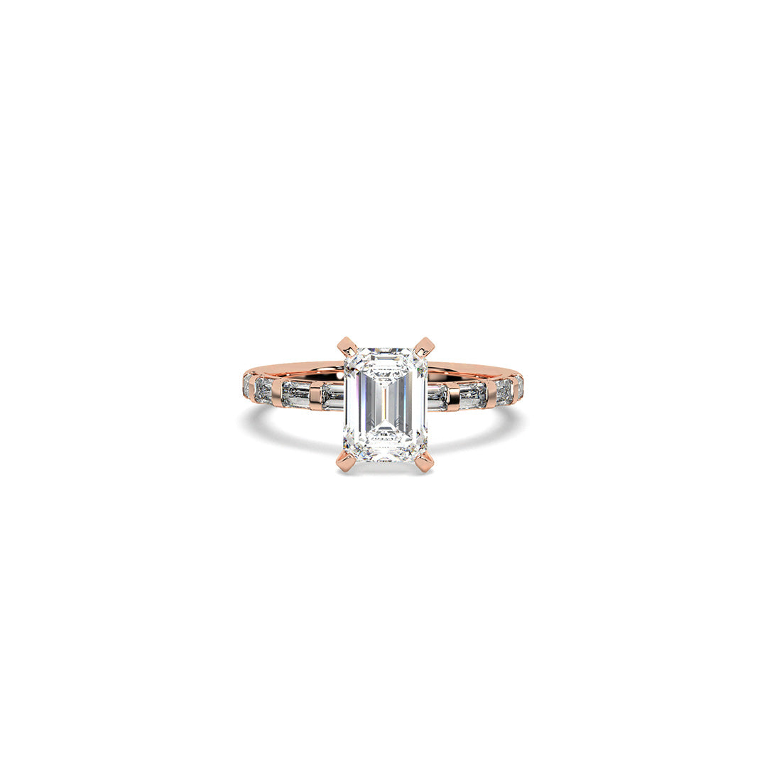Emerald & Baguette Grace Engagement Ring