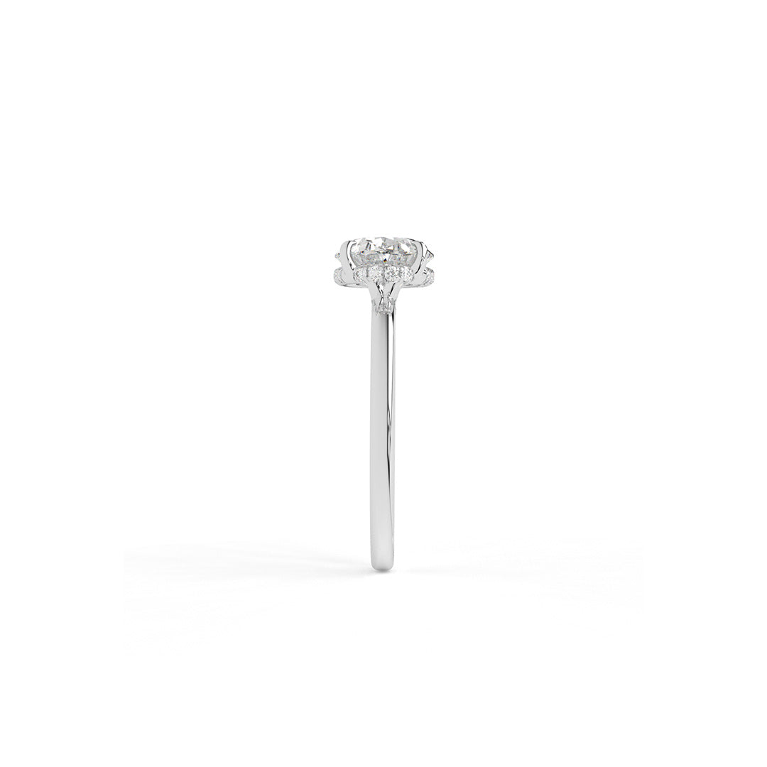 Oval-Cut Hidden Halo Solitaire Ring