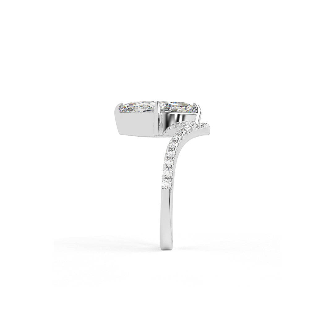Marquise Solitaire Ring with Sculpted Pavé Band