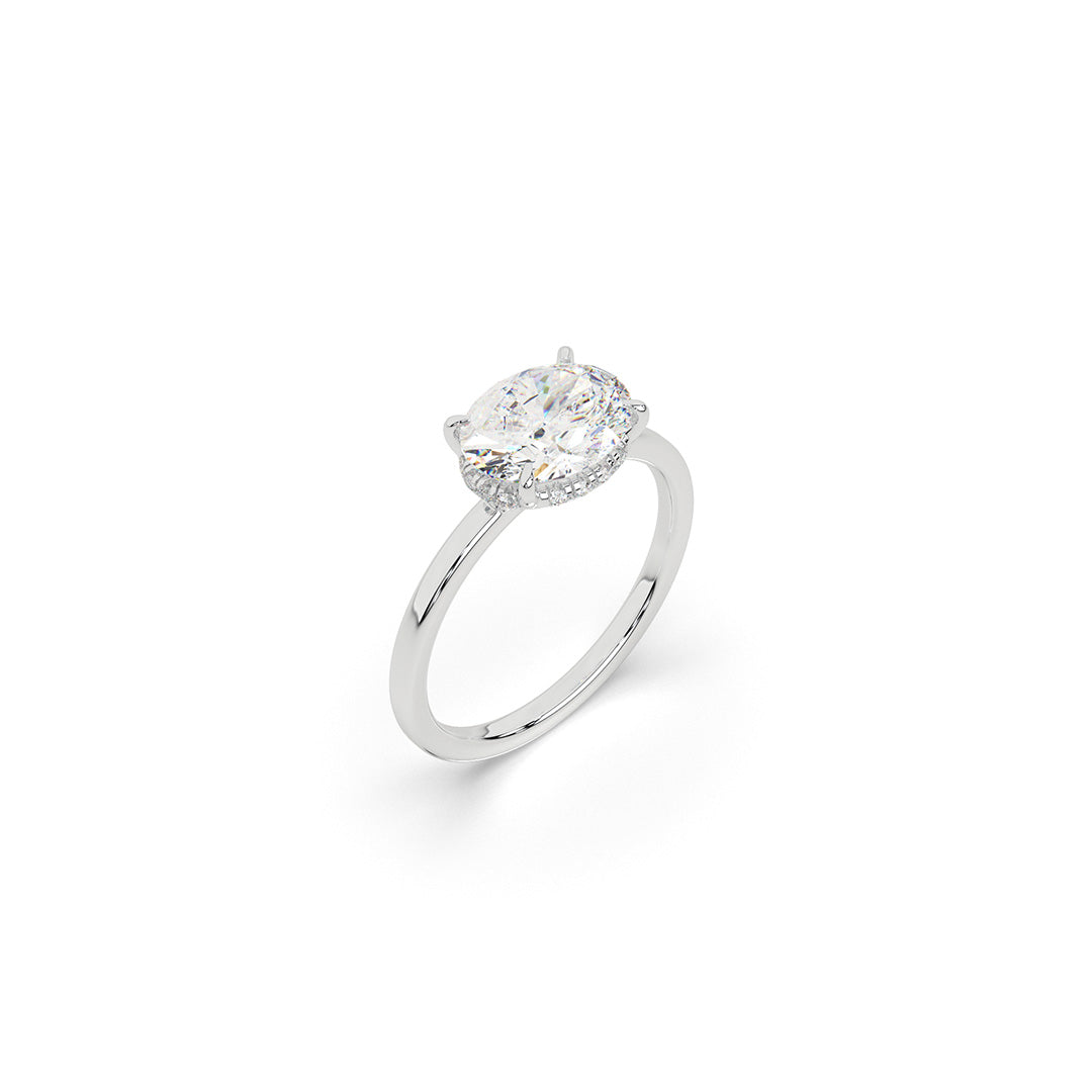 Oval-Cut Hidden Halo Solitaire Ring