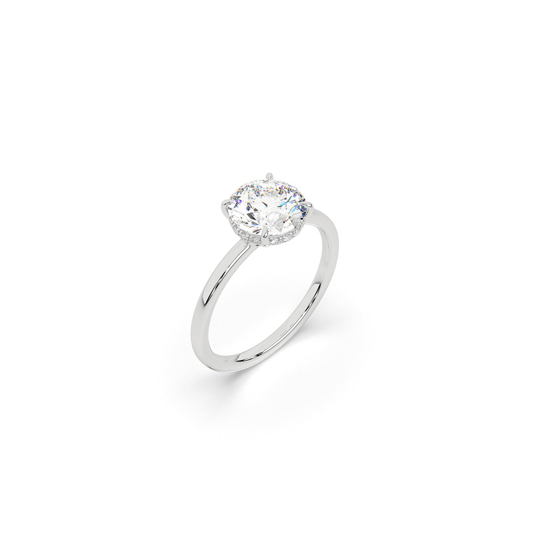 The Round Hidden Halo Solitaire Ring