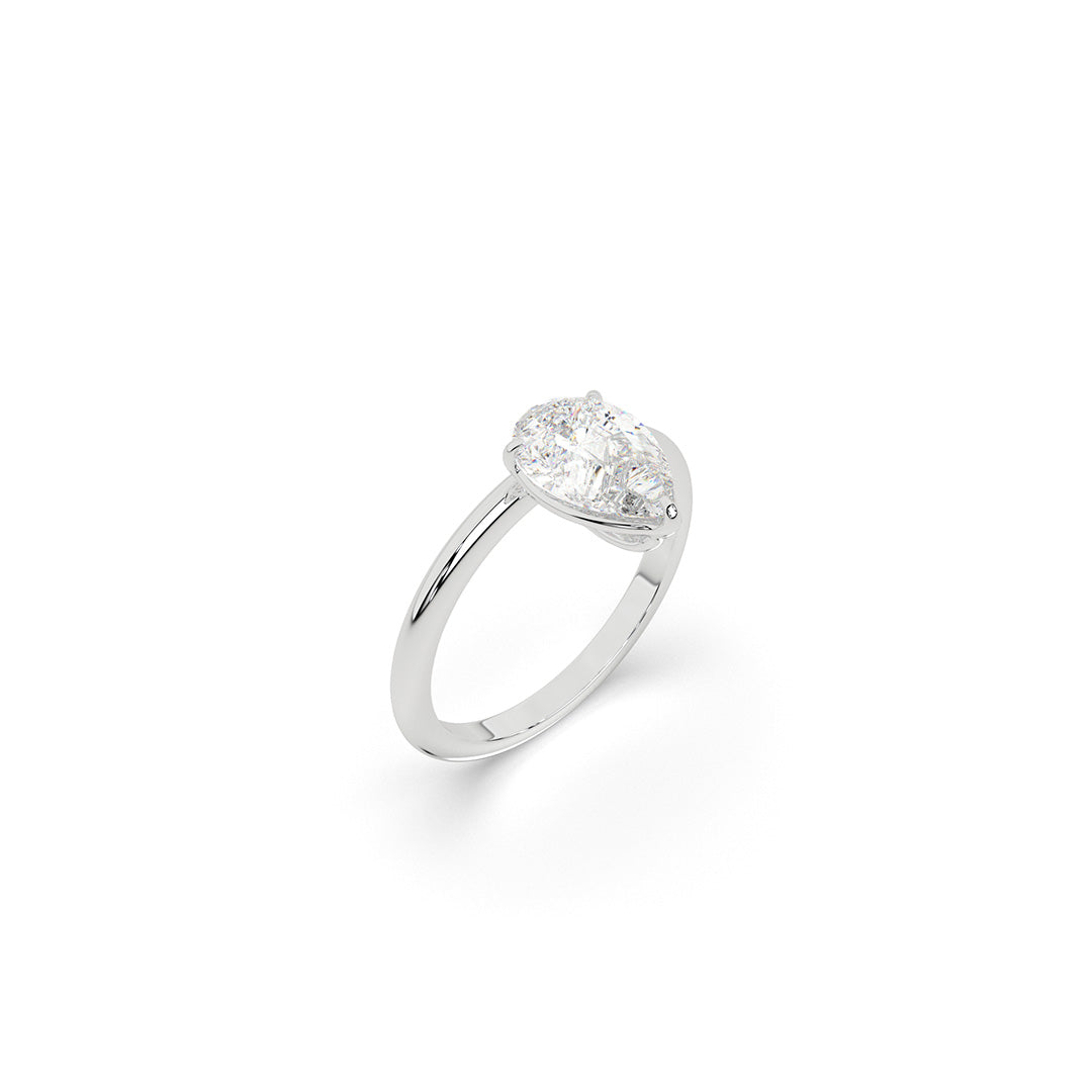 Lunar Pear Solitaire Ring
