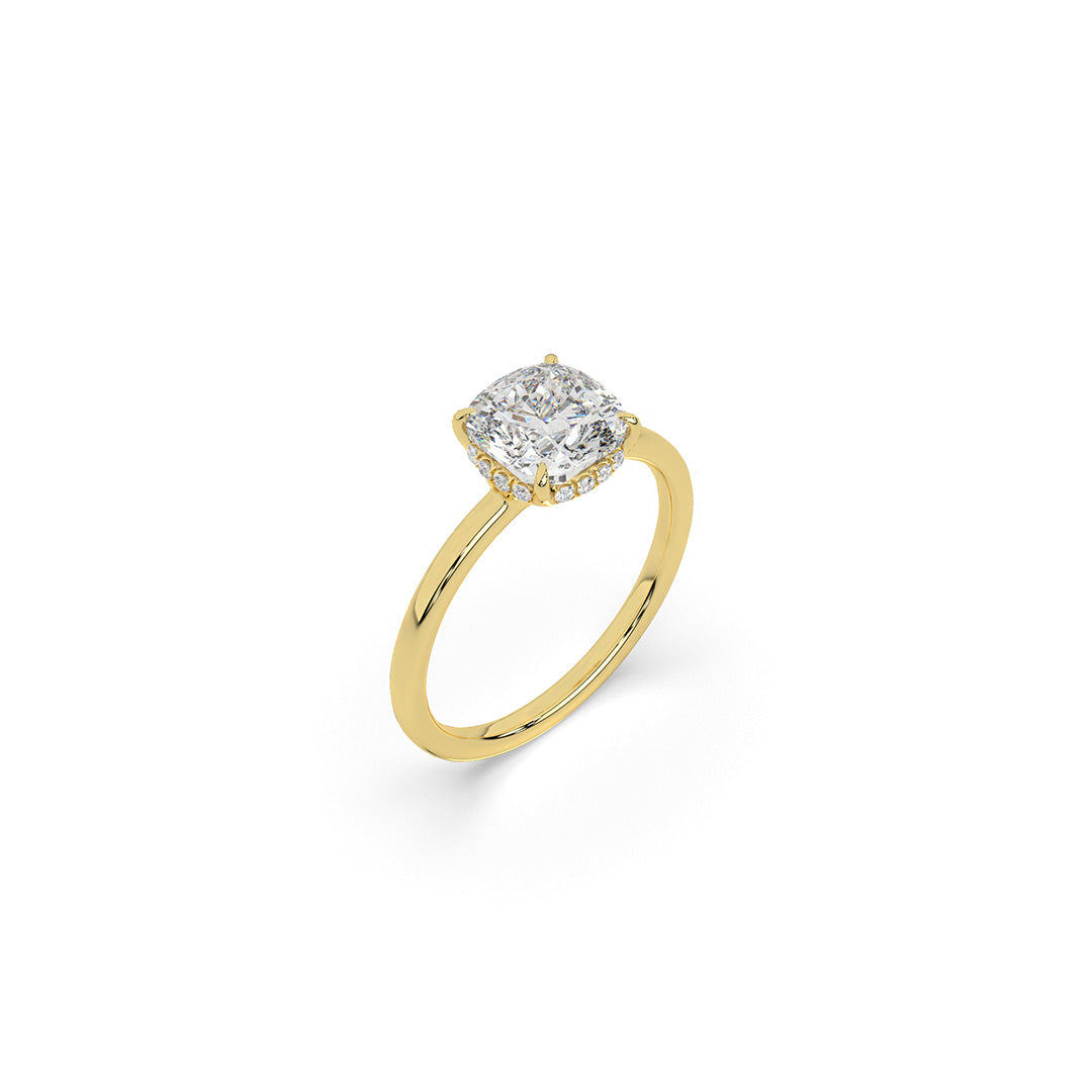 1.4 ct Cushion Invisible Halo Solitaire Ring