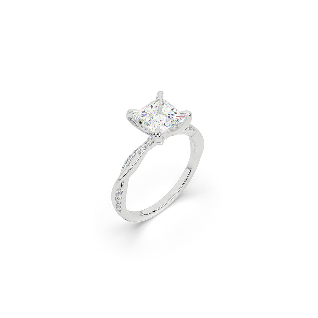 Princess Nova Engagement Ring With Sculptural Band