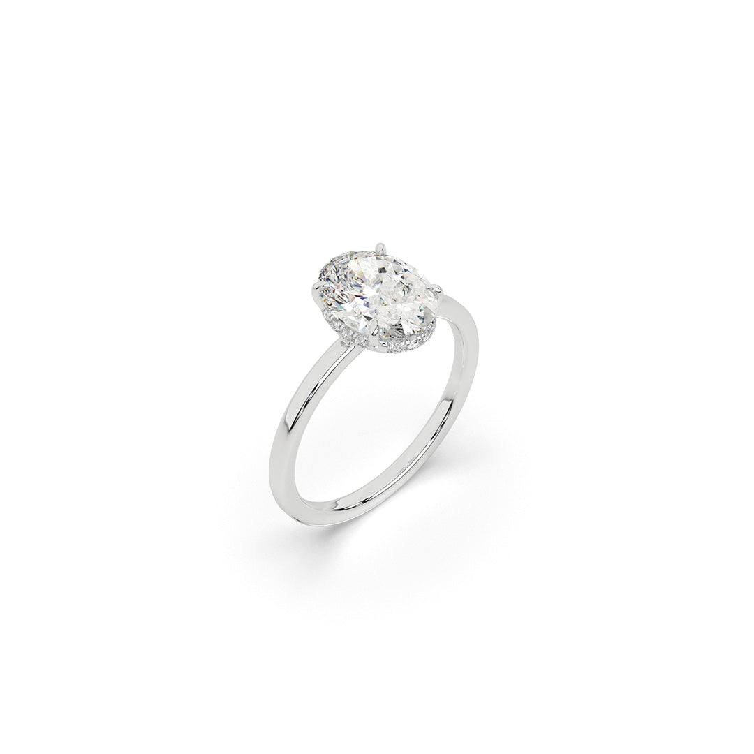 1.6 ct Oval Invisible Halo Solitaire Ring