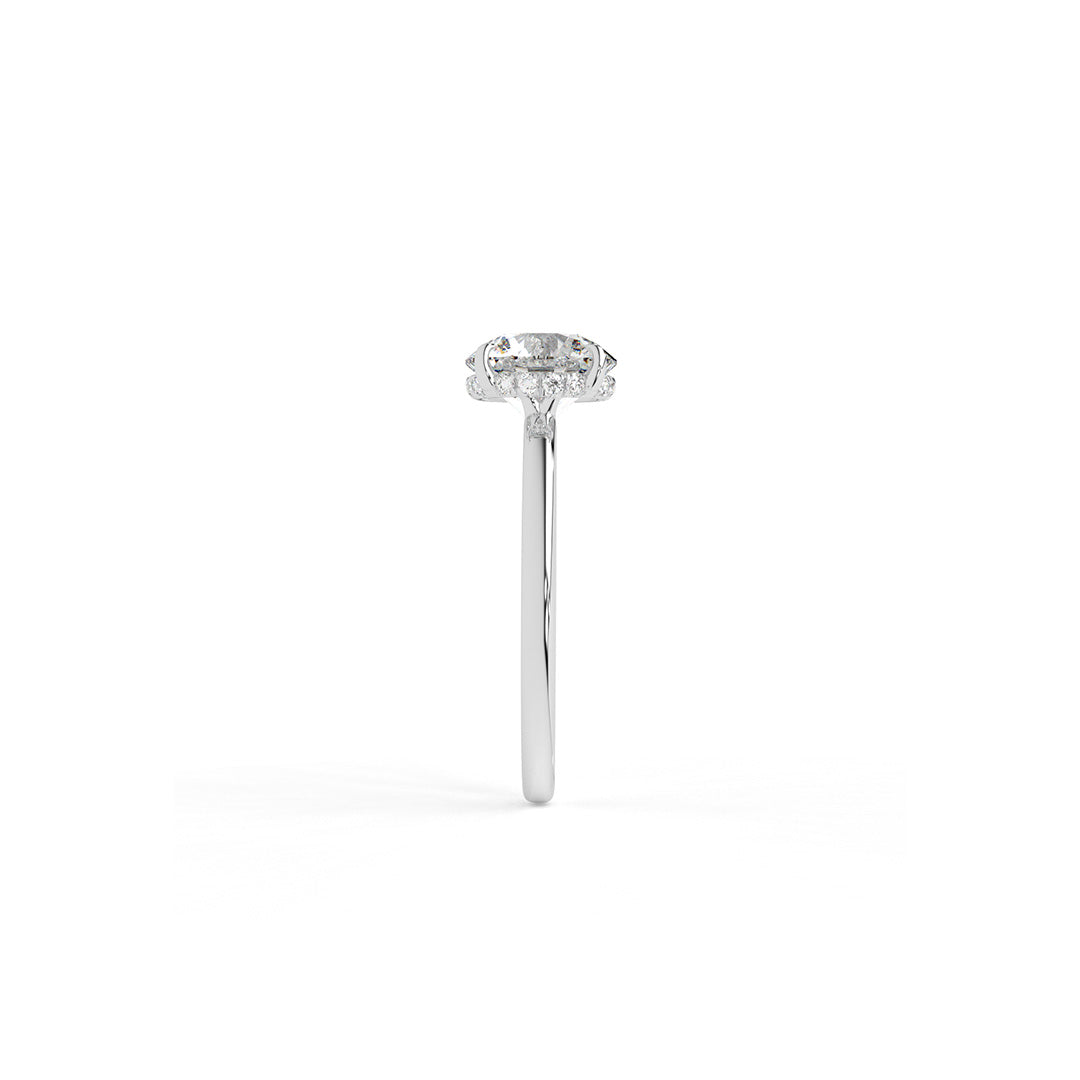 The Round Hidden Halo Solitaire Ring