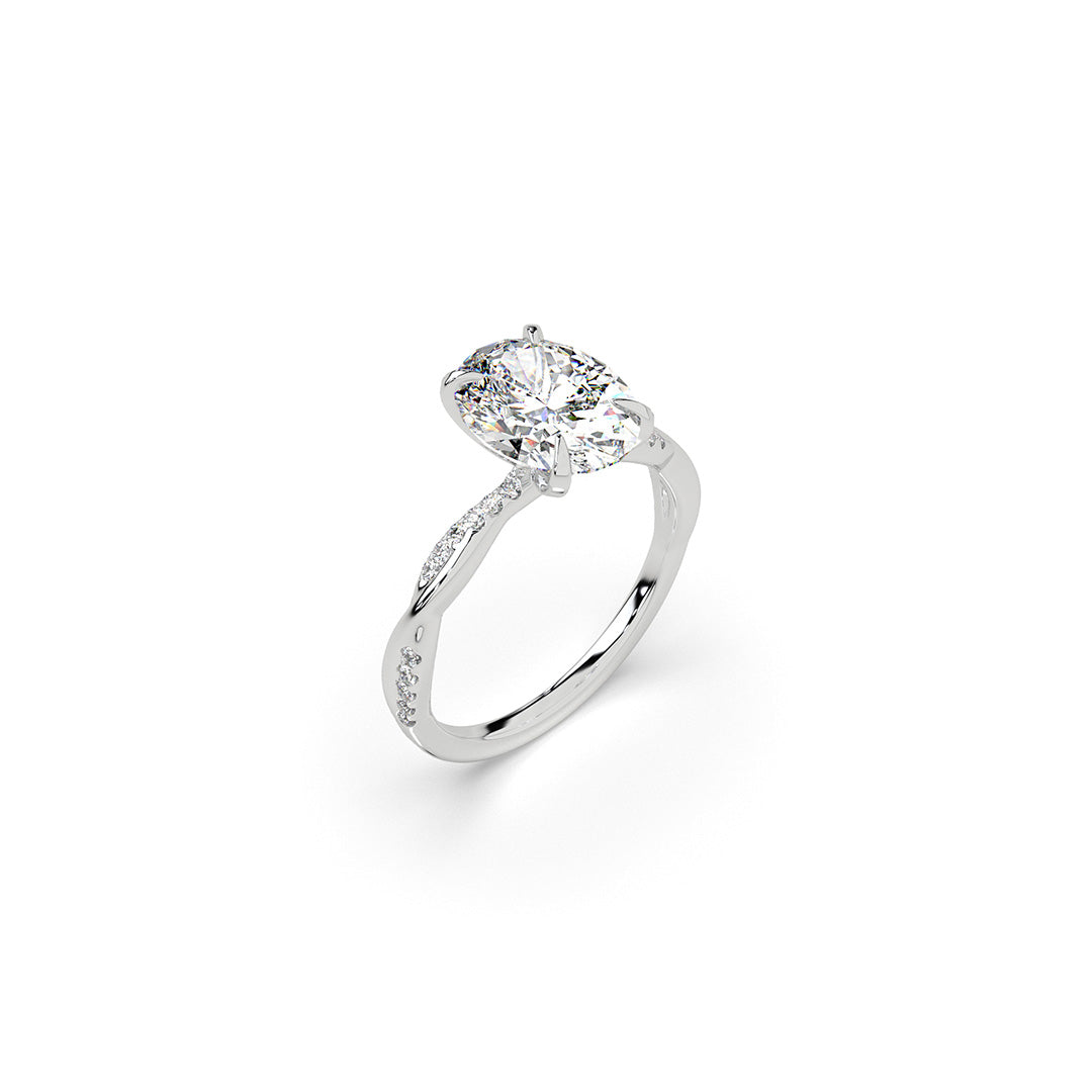 Oval Nova Engagement Ring With Sculptural Band