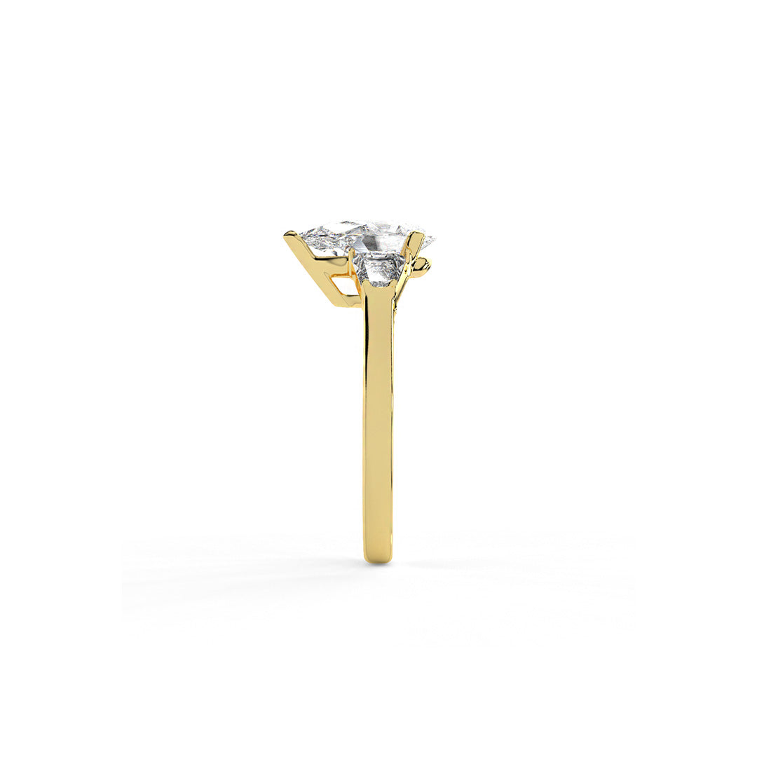 3-Stone Pear & Baguette Engagement Ring