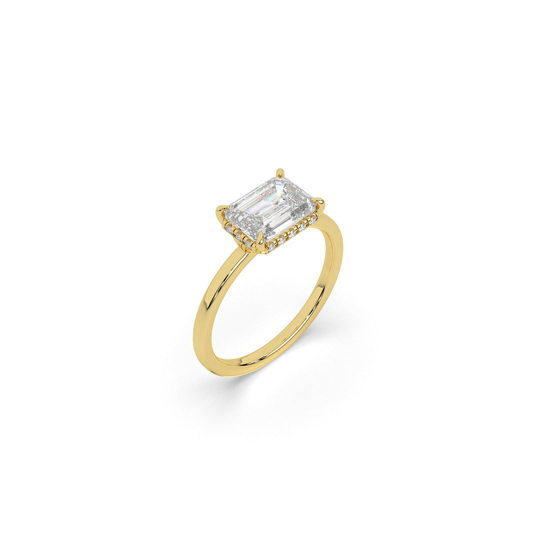 Emerald-Cut Hidden Halo Solitaire Ring