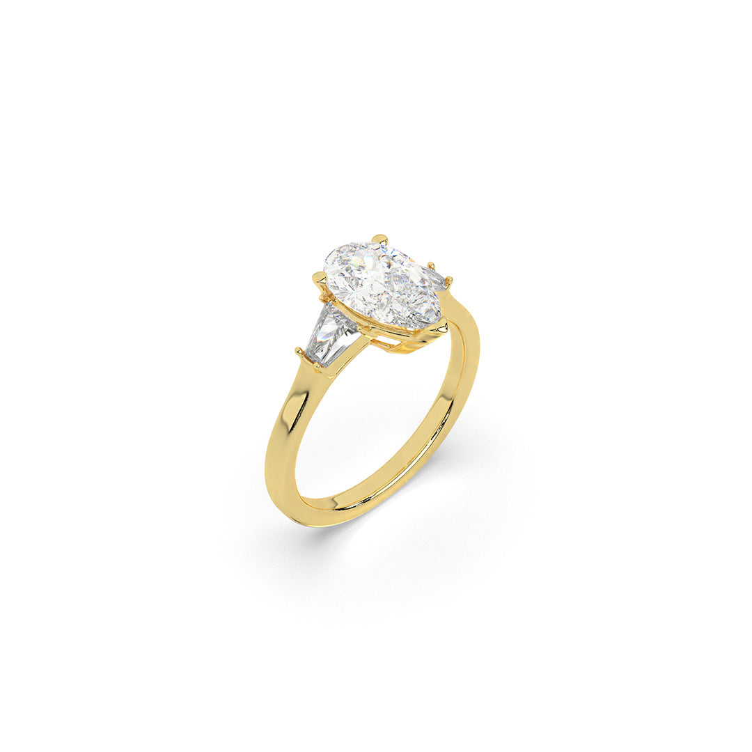 3-Stone Pear & Baguette Engagement Ring