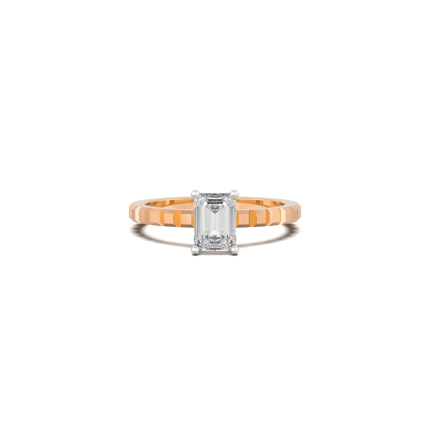 The Gilded Blocks Emerald Solitaire Ring