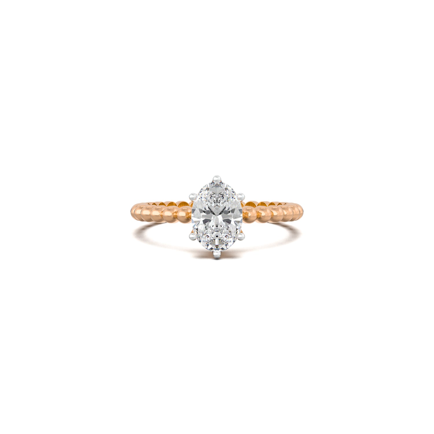 The Golden Beads Oval Solitaire Ring