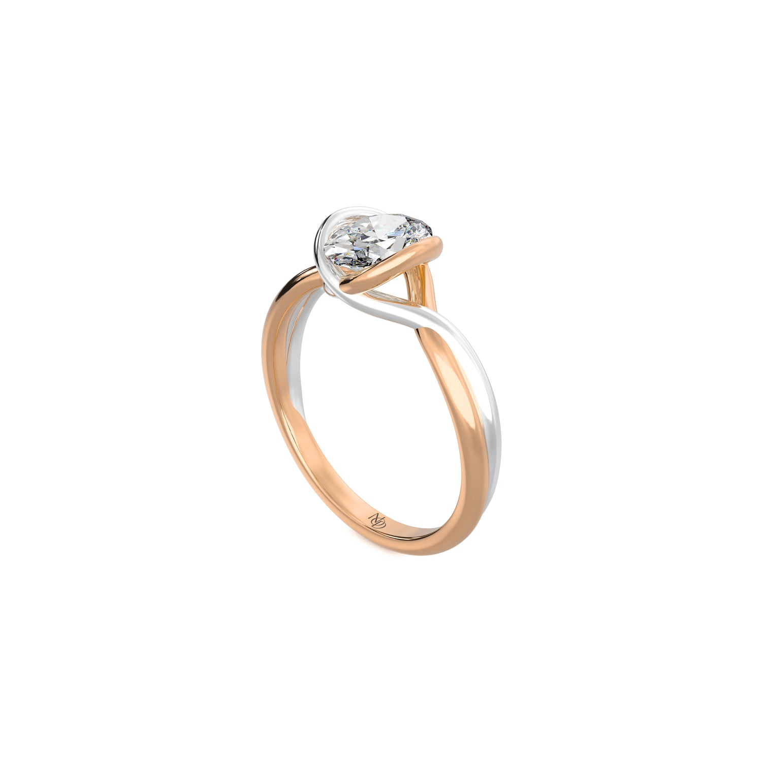 The Dual Tone Woven Paths Oval Solitaire Ring
