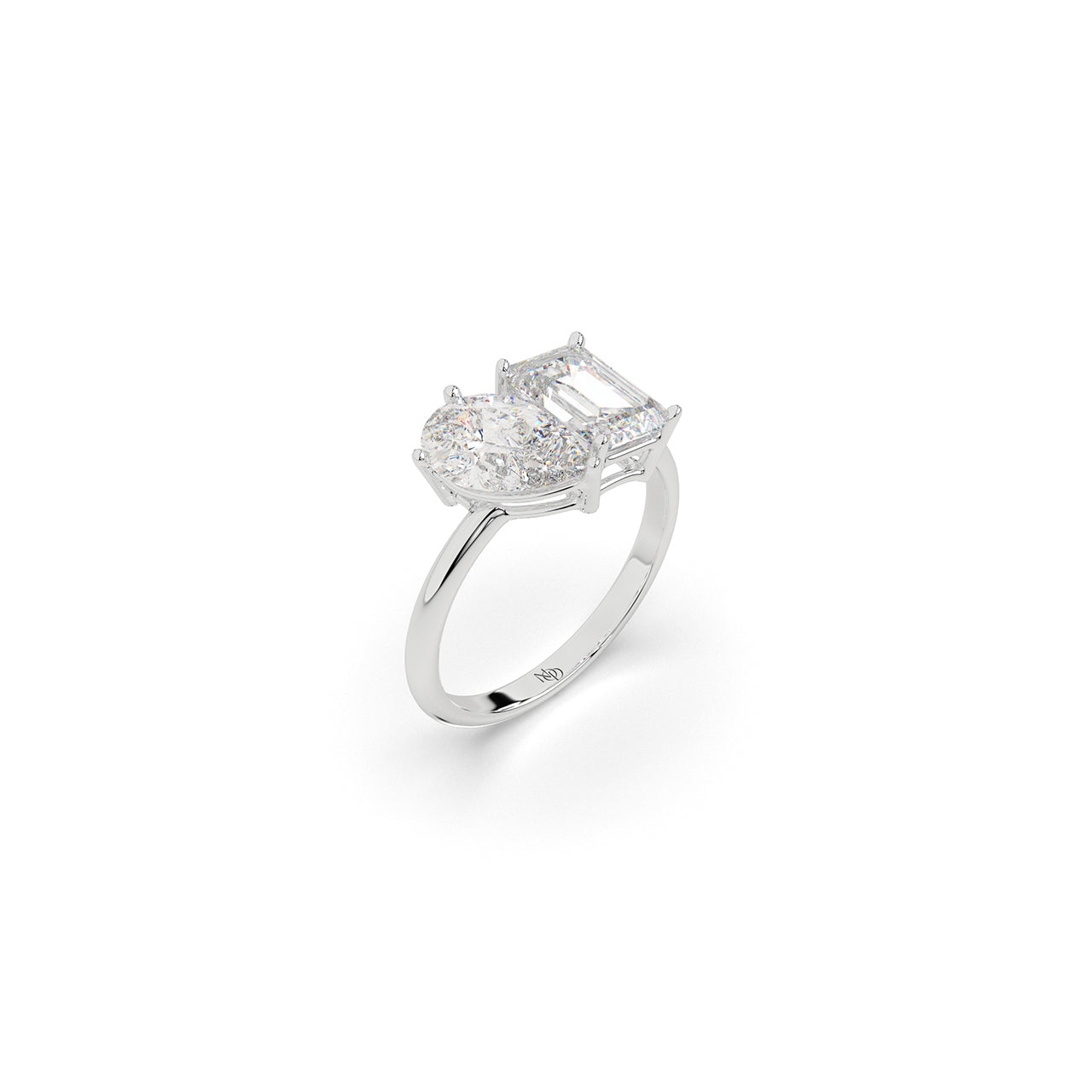 Toi Et Moi Pear & Emerald Ring