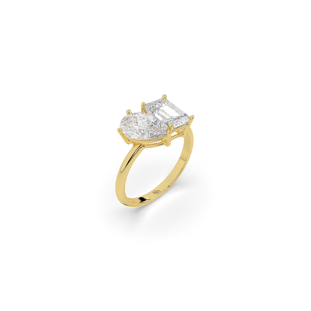 Toi Et Moi Pear & Emerald Ring