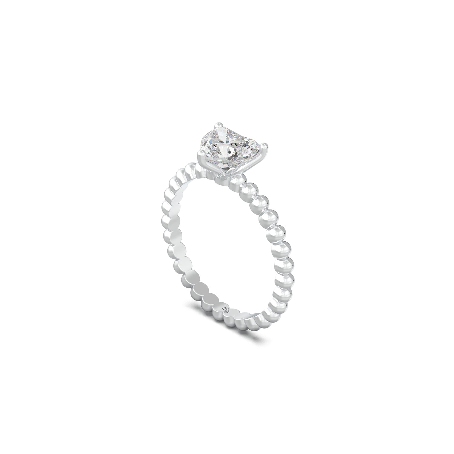 The Golden Beads Heart Solitaire Ring