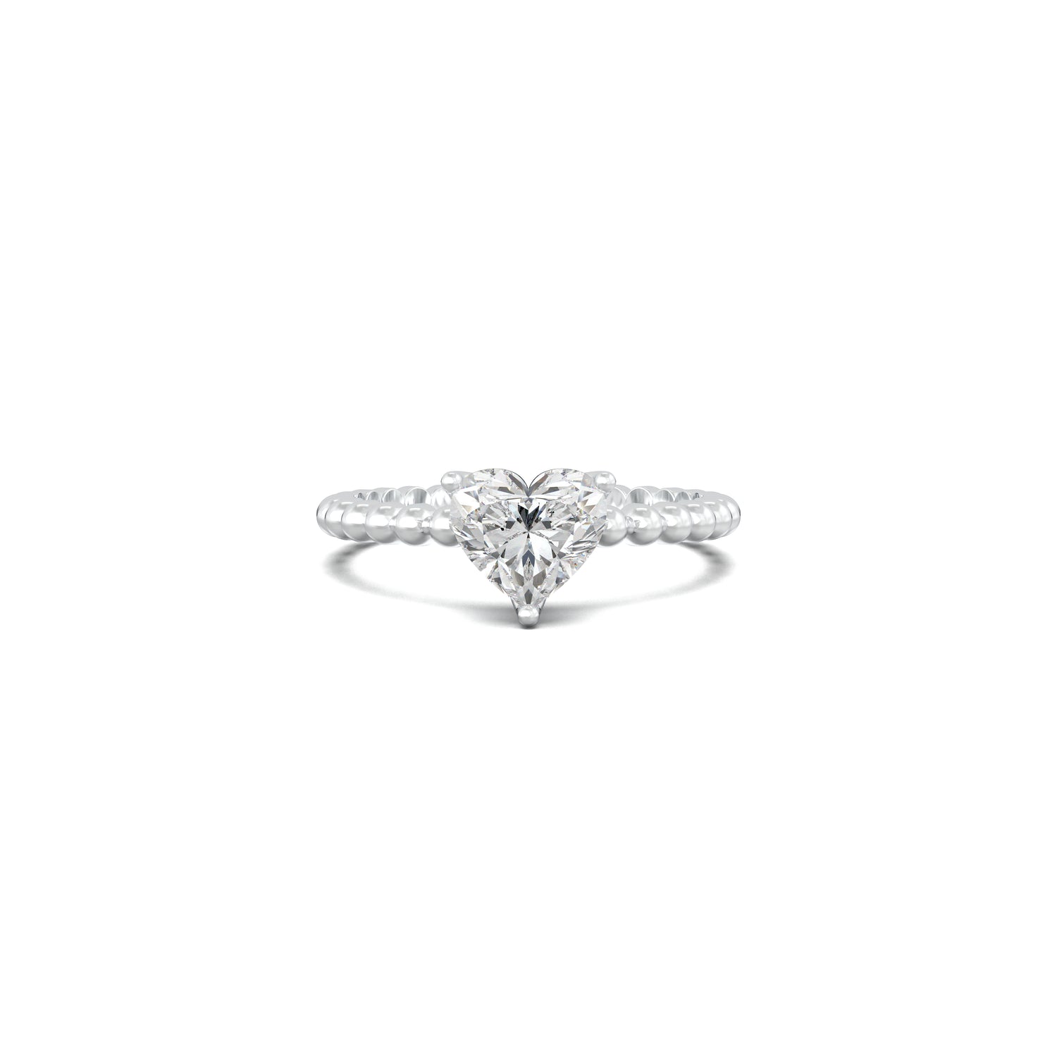 The Golden Beads Heart Solitaire Ring