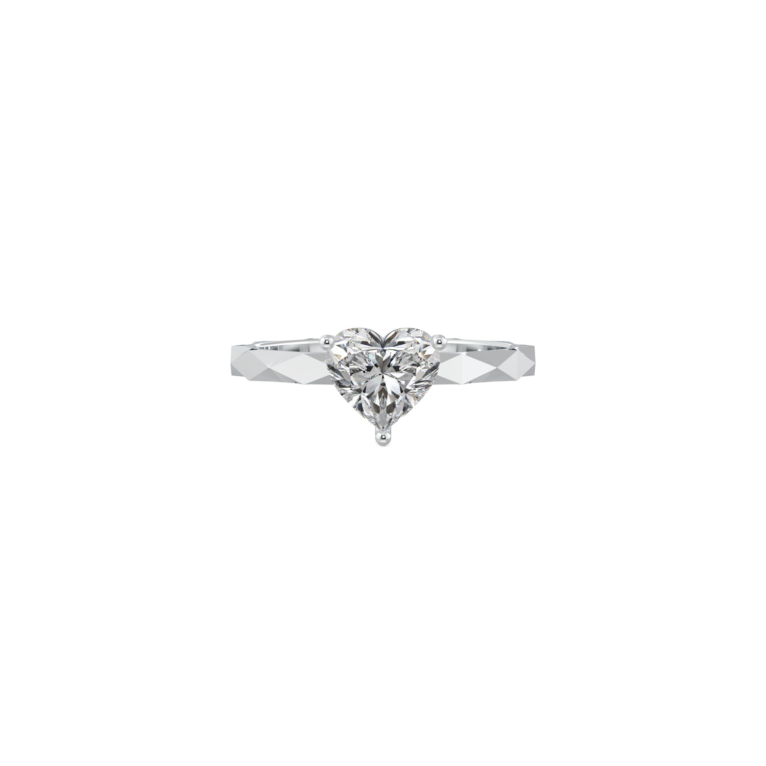 Faceted Band Ring with a Heart Solitaire