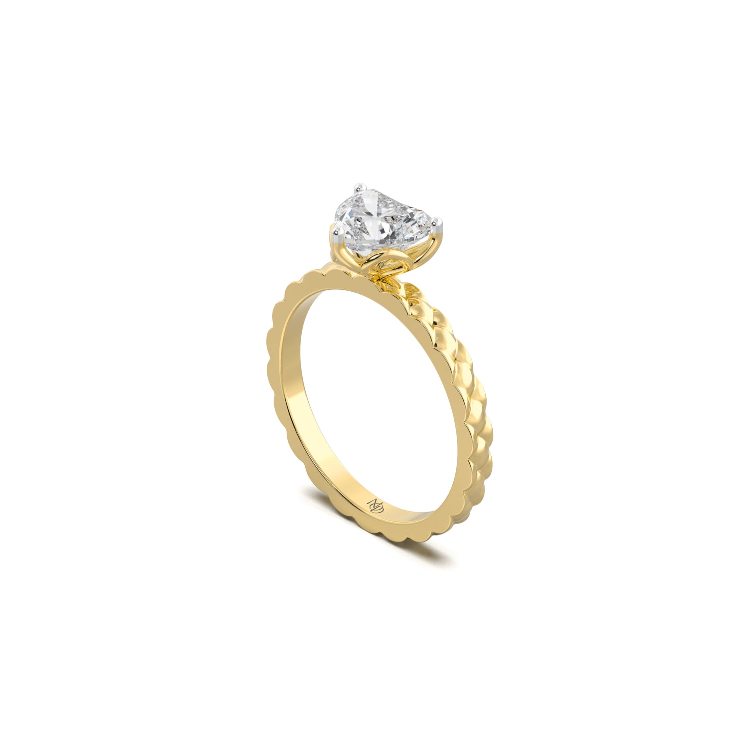 The Koi Scale Heart Solitaire Ring