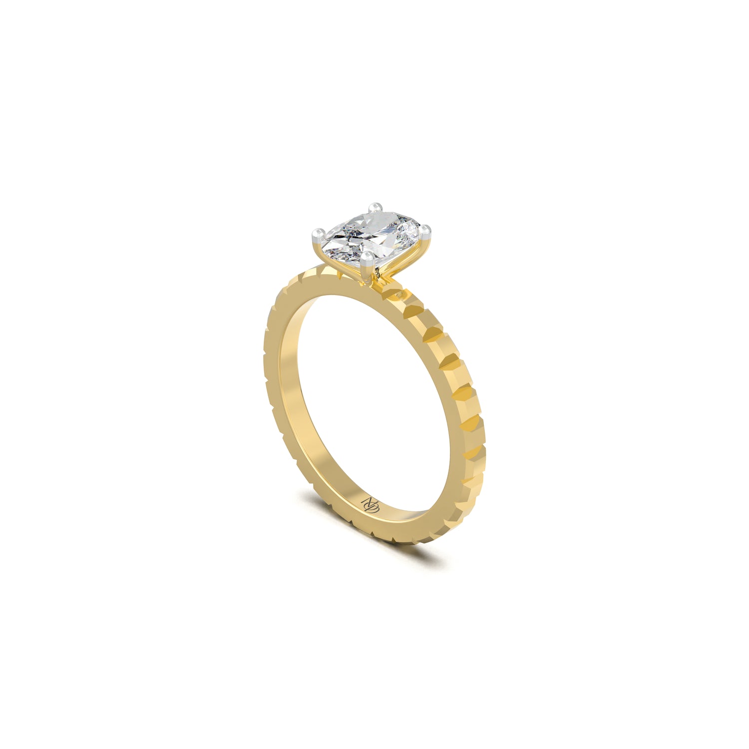The Gilded Blocks Oval Solitaire Ring