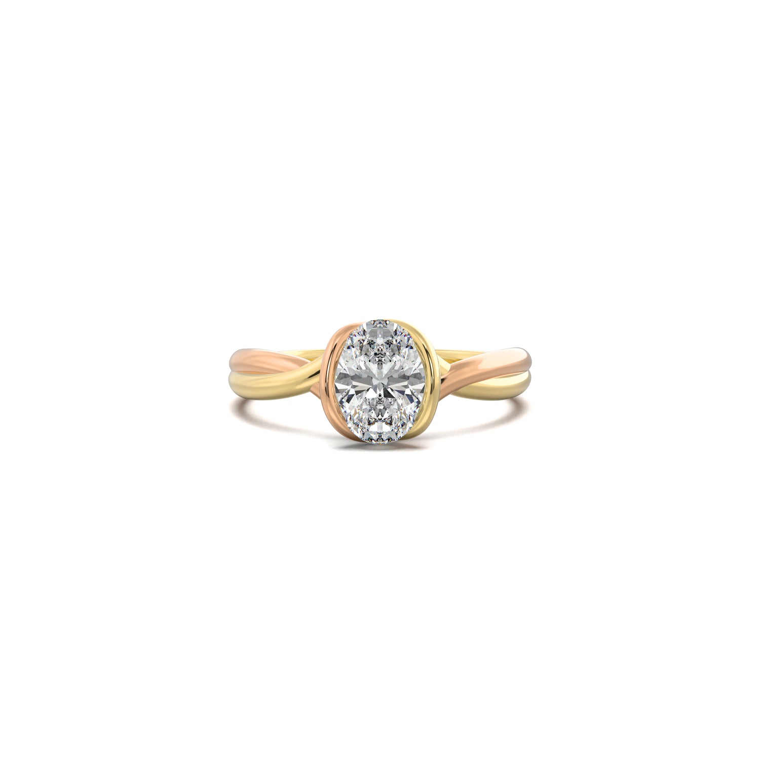 The Dual Tone Woven Paths Oval Solitaire Ring