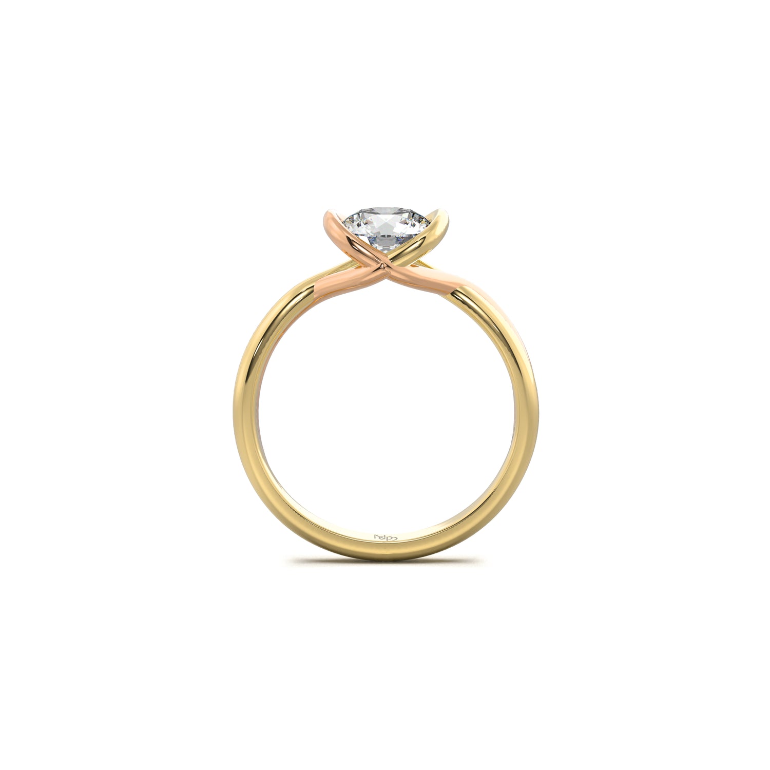 The Dual Tone Woven Paths Round Solitaire Ring