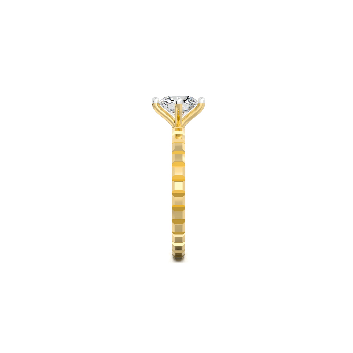 The Gilded Blocks Round Solitaire Ring
