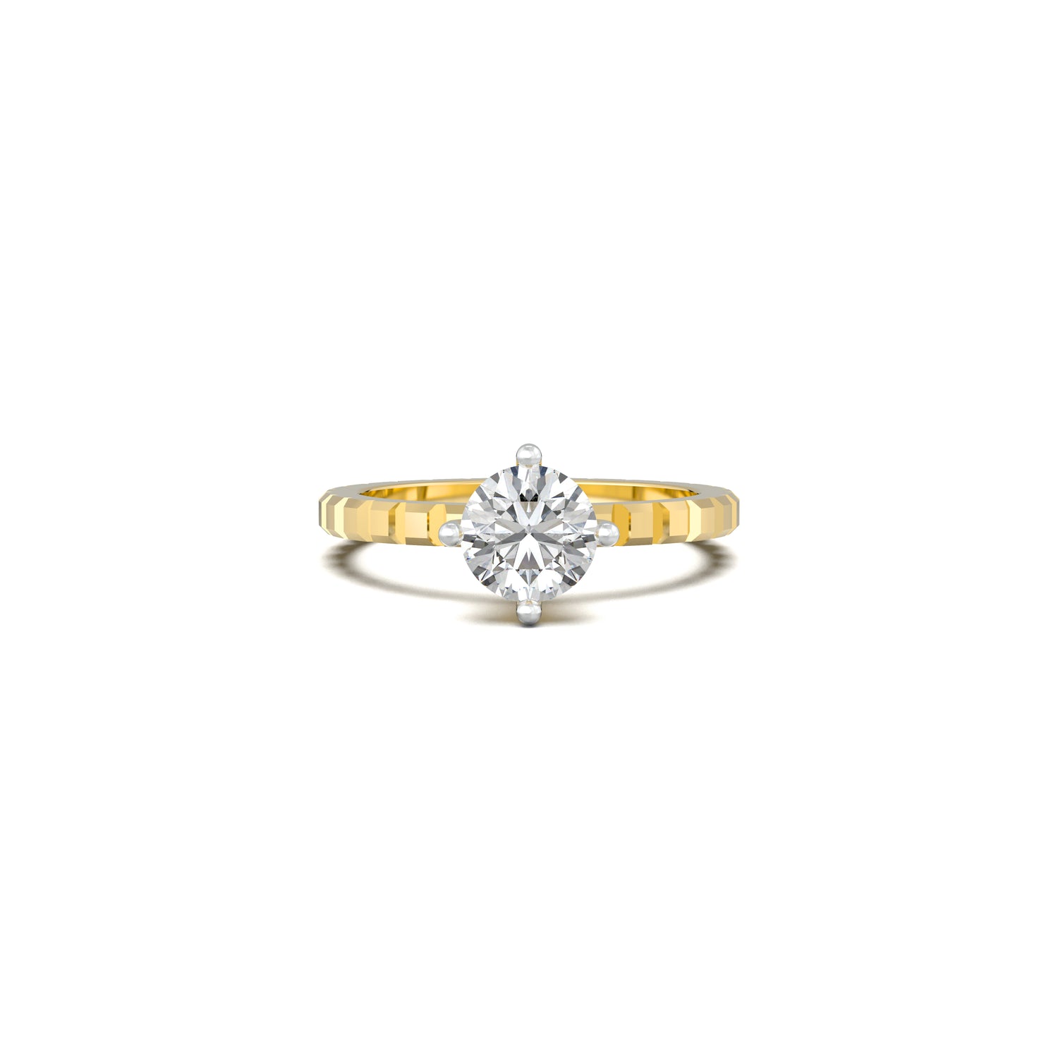 The Gilded Blocks Round Solitaire Ring